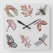 Square Wall Clock Nursery Natuur Vierkante Klok (Voorkant)
