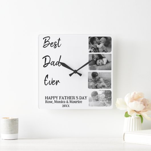 Square wall clock, personalized, father's day. vierkante klok (Huis)