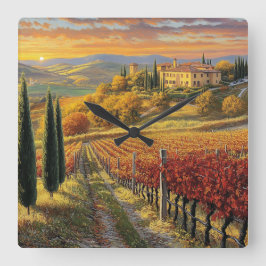 Square Wall Clock with Italian Charm Vierkante Klok