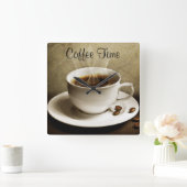 Square Wall-klok/Koffietijd Vierkante Klok (Huis)