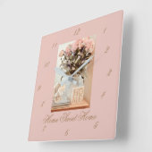 Square Wall klok met Numbers Home Sweet Home (Hoek)