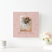 Square Wall klok met Numbers Home Sweet Home (Huis)
