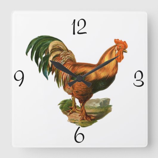Square Wall-klok/Rooster Vierkante Klok (Voorkant)