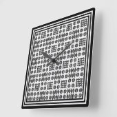 Square Wall-klok: Welsh Tapestry Pattern: Black Vierkante Klok (Hoek)