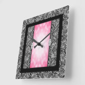 Square Wall-klok/Zebra Print and Diamonds Vierkante Klok (Hoek)