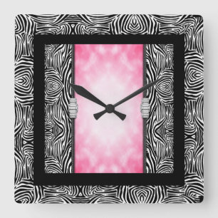 Square Wall-klok/Zebra Print and Diamonds Vierkante Klok