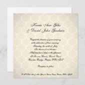 Square Wedding Invitation  Oranje en Cream Kaart (Voorkant / Achterkant)