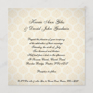 Square Wedding Invitation  Oranje en Cream Kaart