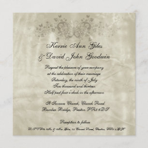 Square Wedding Invitation  Paper Butterfly Kaart