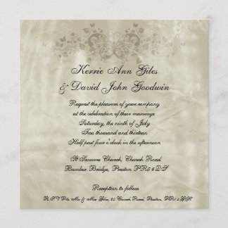 Square Wedding Invitation  Paper Butterfly Kaart