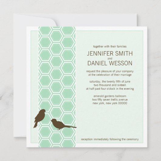 Square Wedding Invitations | Mint Pattern Kaart (Voorkant)
