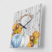 Square Welcome Herfst Wall Clock Vierkante Klok (Hoek)