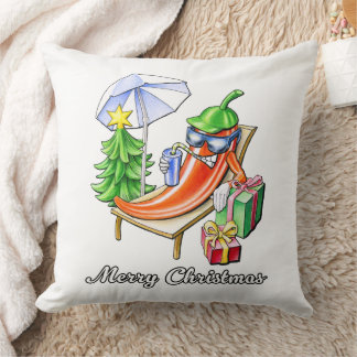 Square White Chili Vrolijke Kersttekening Kussen