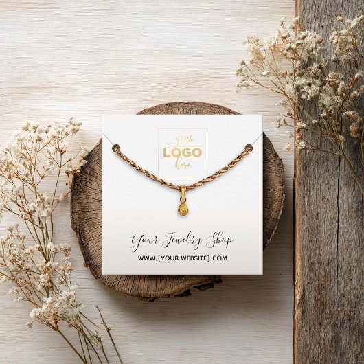 Square White Logo Ketting Display Card Vierkante Visitekaartjes