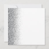 Square White Silver Glitter Bewaar de datum Aankondiging (Achterkant)