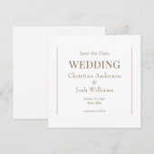Square White Wedding Bewaar de datum Kaart (Voorkant / Achterkant)