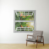 Square White Window with Tropical Scenic View Wandkleed (In Situ (horizontaal))