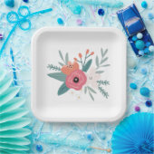 Square Wildflower Posy Party Borden Papieren Bordje (Feest)