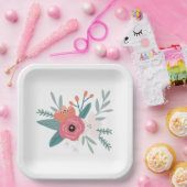 Square Wildflower Posy Party Borden Papieren Bordje (Feest)