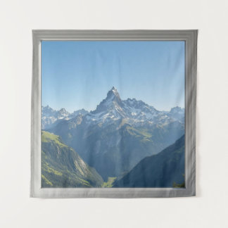 Square Window with Views of the Swiss Alps Wandkleed