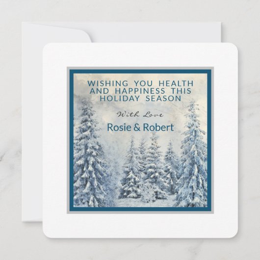 Square Winter Forest w/Deer | Kerstfeestdag Feestdagenkaart (Achterkant)