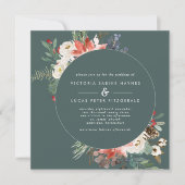 Square Winter Sage & Marsala Floral Wedding Kaart (Voorkant)