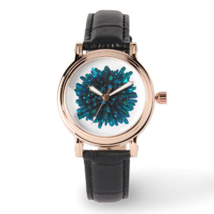 *~* Square Women's Leather Blauwgroen Turquoise Cr Horloge