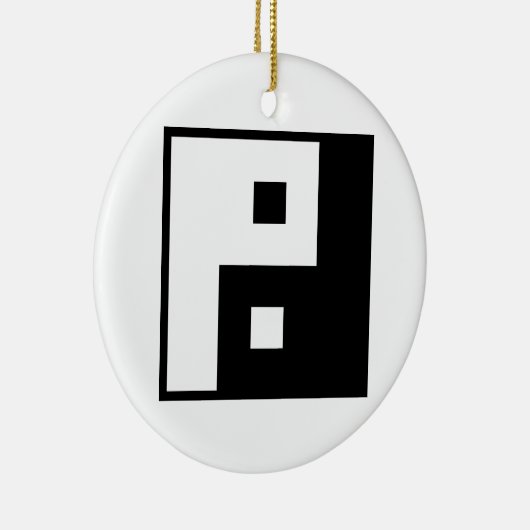 Square Yin Yang Keramisch Ornament (Rechts)