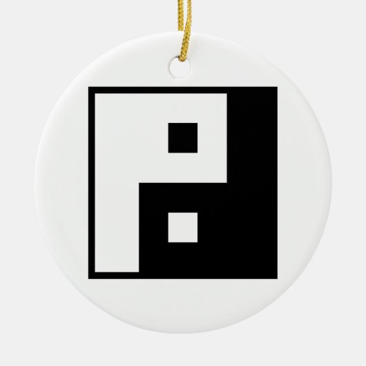 Square Yin Yang Keramisch Ornament (Voorkant)