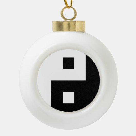 Square Yin Yang Keramische Bal Ornament (Voorkant)