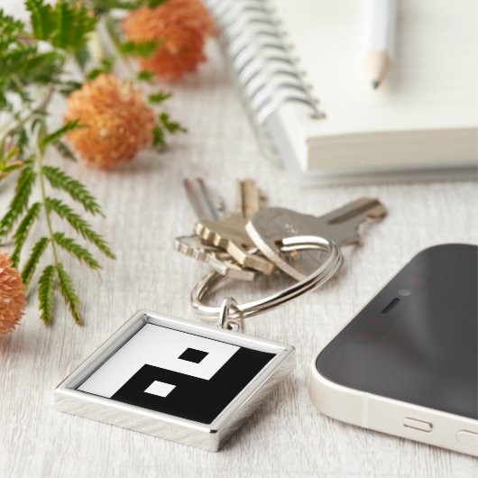 Square Yin Yang Sleutelhanger (Zijkant)