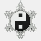 Square Yin Yang Tin Sneeuwvlok Ornament (Voorkant)