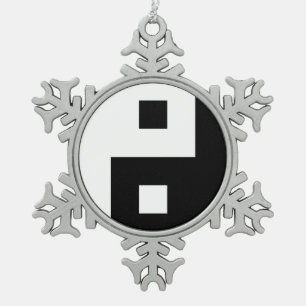 Square Yin Yang Tin Sneeuwvlok Ornament