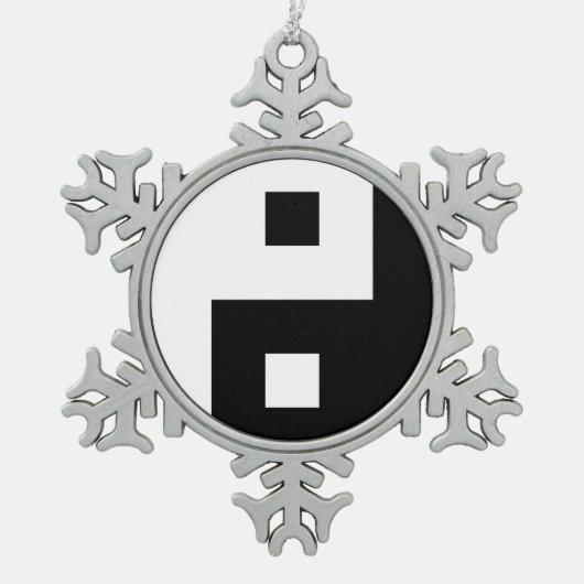 Square Yin Yang Tin Sneeuwvlok Ornament (Voorkant)