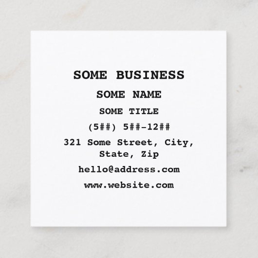 Square Yin Yang Vierkante Visitekaartje (Achterkant)