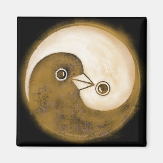 SquareFridge Magnet met gouden YinYang-vredesduive (Voorkant)