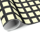 Squares 02 - Bleek geel op zwart Cadeaupapier (Rol Hoek)