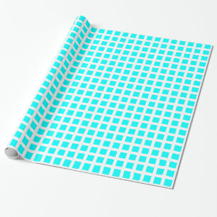 Squares 02 - Cyaan op wit Cadeaupapier
