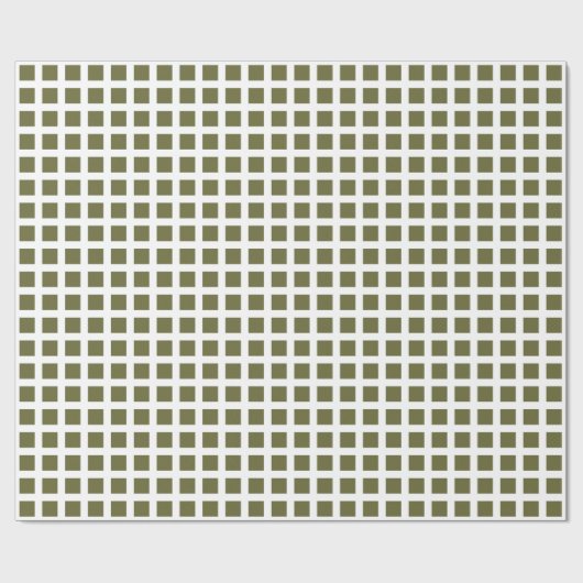 Squares 02 - Deep Olive op White Cadeaupapier (Vlak)
