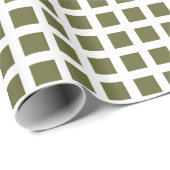 Squares 02 - Deep Olive op White Cadeaupapier (Rol Hoek)
