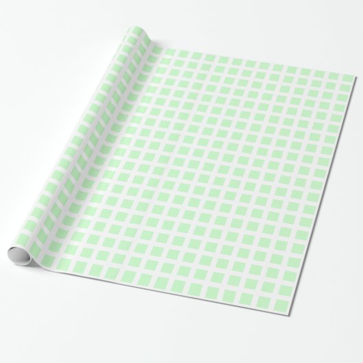 Squares 02 - Ghost Green op White Cadeaupapier (Uitgerold)