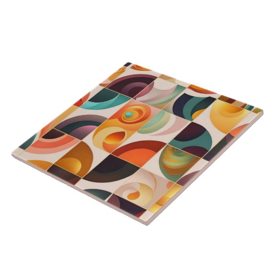 Squares Abstract Retro Modern Collectie Tegeltje (Zijkant)