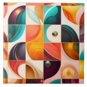 Squares Abstract Retro Populair Collectie Tegeltje (Voorkant)