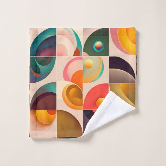 Squares Abstract Retro Trendy Collectie Bad Handdoek (Wasdoekje)