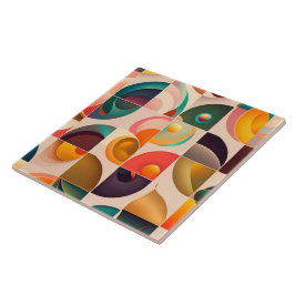Squares Abstract Retro Trendy Collectie Tegeltje