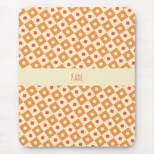 Squares & Diamonds Sinaasappel Roze Minimal Patter Muismat (Voorkant)