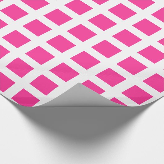 Squares - Hot Pink op wit Cadeaupapier (Hoek)