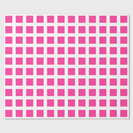 Squares - Hot Pink op wit Cadeaupapier (Vlak)