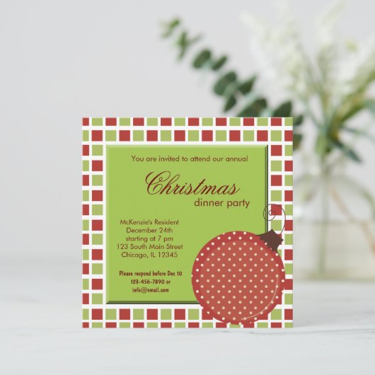 Squares Kerstdiner Kaart (Staand voorkant)