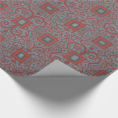 Squares & Lace, arabesque patroon, grijze terracot Cadeaupapier (Hoek)